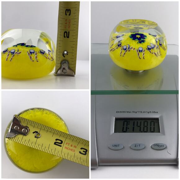 Perthshire PP224 2000 Flower & Complex Canes Yellow Lace Twist Paperweight Cert - Picture 10 of 15